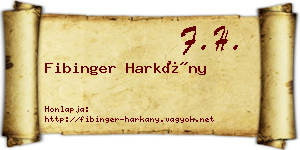 Fibinger Harkány névjegykártya
